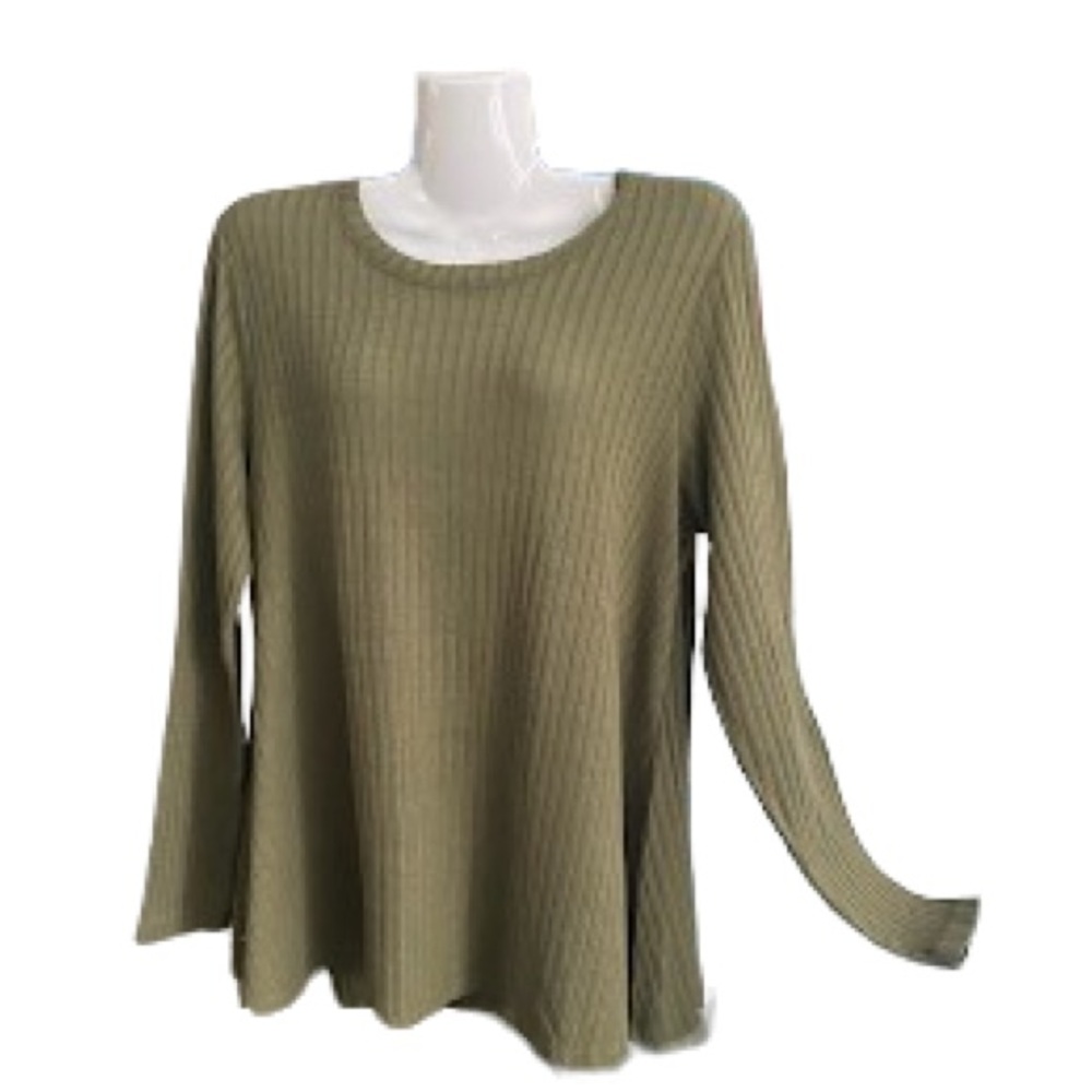 Army Green Ribbed Awake Top - Picture 8 of 12